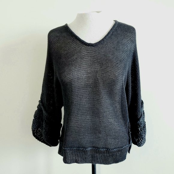 😍 TSE Linen Crochet V-Neck Sweater - Picture 2 of 10